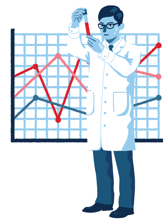 Data scientist analyzing charts